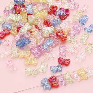 Colorful AB coated butterfly acrylic beads for DIY jewelry making and handicraft