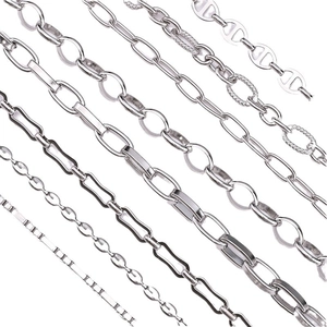 Assortiment de chaînes en acier inoxydable argenté pour la fabrication de bijoux DIY variés