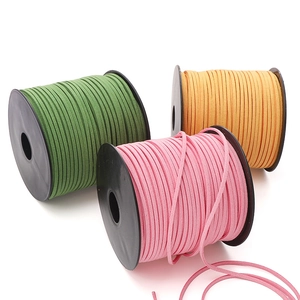 3mm faux suede cord spools in green, pink, and yellow for DIY jewelry and crafts