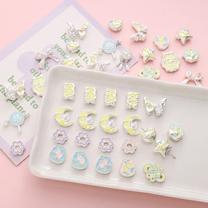 DIY cream yellow heart and star alloy charms set for handmade jewelry making kits