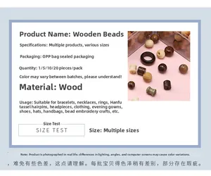 Macro detail of various vintage wood beads for DIY jewelry making in different shapes