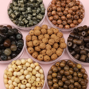 DIY wooden bead kit with assorted vintage sandalwood and cypress beads for jewelry making
