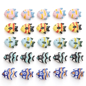 Set of 25 colorful hand-painted ceramic tropical fish beads for DIY jewelry making