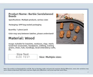 Macro detail of hand-carved Barbie sandalwood bead for DIY bracelet jewelry making
