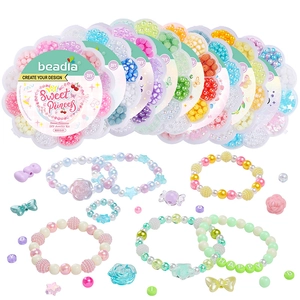 Acryl Cartoon Prinzessin Thema DIY Schmuckherstellung Perlen Kit Multi-Grid Blume Box Für Mädchen Armband Halskette Bastelmaterialien