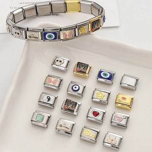 Italienisches modulares Bettelarmband aus Edelstahl mit Schmetterling und Bären Motiven