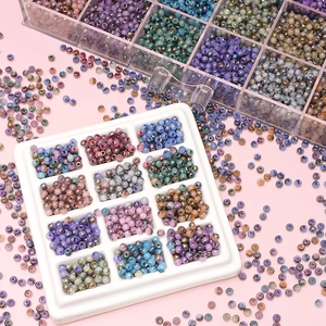4mm Colorful Iridescent Glass Seed Beads Round Metallic Luster Spacer Beads For DIY Jewelry Making Bracelet Supplies