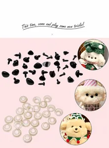 Détails d'yeux et nez de sécurité noirs triangulaires pour peluches DIY avec rondelles