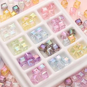 8mm Acrylic Cube Beads With AB Coating Aurora Iridescent Magic Color Square Loose Beads For DIY Jewelry Making Accessories