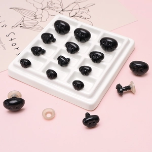 Zwarte acryl ovale veiligheidsogen en neuzen met ringen voor DIY knuffels