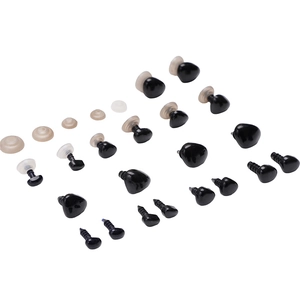 Zwarte plastic veiligheidsogen en neuzen met schroefdraad en ringen voor pluche knuffels