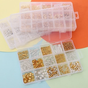 Kit para hacer joyas con varios anillos de salto y cierres de langosta en oro y plata