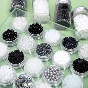 Dark theme premium glass seed beads in jars for DIY handmade jewelry crafts