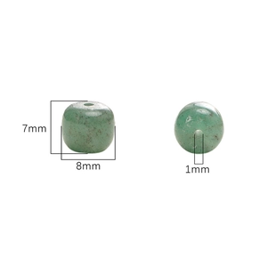 Green 8x7mm natural stone drum beads with 1mm hole for DIY jewelry making and bracelets