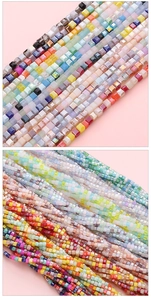 Macro shot of 2mm faceted glass cube beads in various macaron colors for DIY jewelry making