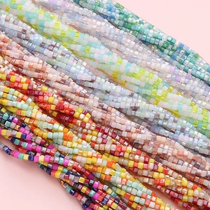 Macaron 2mm square glass beads for DIY bracelet jewelry making in colorful cubic shapes