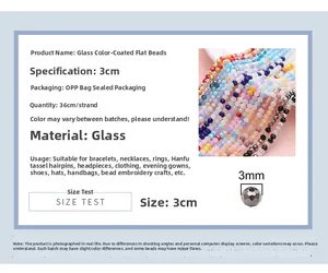 Détail macro de perles de verre facettées 3mm colorées pour création de bijoux