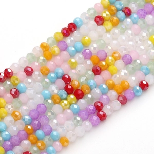 Perles en verre facettées de 3mm pour bijoux DIY avec fils colorés mélangés vibrants