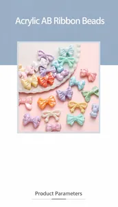 Macro detail of acrylic AB coating bow beads in various macaron colors for DIY jewelry making