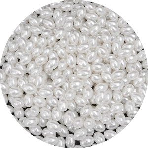 Oval ABS faux pearl beads with holes for DIY jewelry making and handmade bracelets
