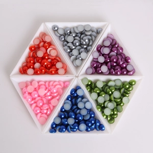 Flatback half-round 8mm ABS colorful faux pearls for DIY crafts and jewelry making