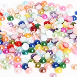 Mix of colorful 8mm flatback ABS pearls for DIY crafts and hair accessories decoration