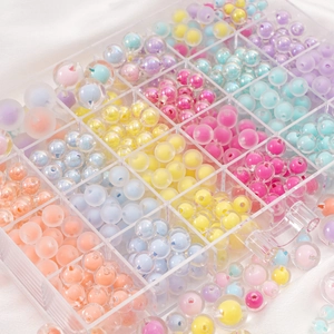 Perline Rotonde Macaron Elettroplaccate Trasparenti Smerigliate in Acrilico per Gioielli Fai da Te Braccialetto Collana Catenina del Telefono