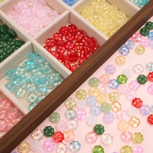 Glass Lampwork Four Leaf Clover Sakura Shaped Loose Beads DIY Jewelry Making Accessories For Earrings Bracelet Handcraft Mixed Colors