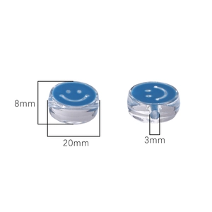 20mm blue acrylic smiley face beads for DIY jewelry with 8mm thickness and 3mm hole