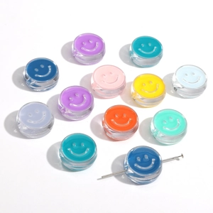 DIY colorful acrylic smiley face beads with hole for handmade bracelet jewelry making