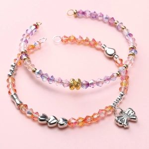 Duo Aurora 4mm Kristallarmbänder mit Schmetterlingsanhänger und rosa-lila Farbverlauf