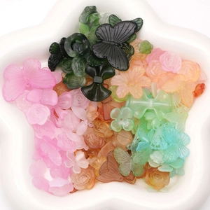 Frosted acrylic jelly beads in butterfly and flower shapes for DIY jewelry making