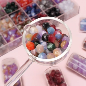 Cuentas facetadas de resina de 10mm con textura de mármol para bisutería DIY