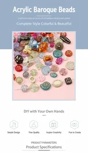 Detailed view of baroque acrylic beads with gold accents for DIY jewelry making