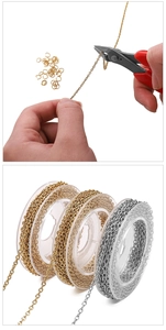 Kit de joyería DIY con cadenas de oro y plata, alicates y anillas de conexión