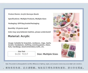 Baroque acrylic beads assortment for DIY jewelry including flowers and heart shapes