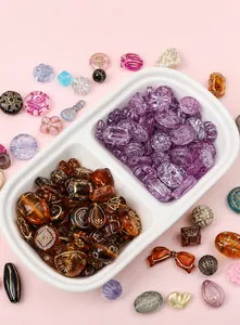 Mix of vintage baroque acrylic beads in various shapes and colors for DIY jewelry making