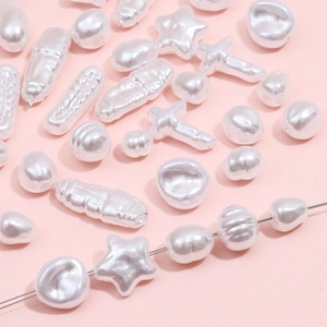 Kit de perles baroques blanches en ABS, formes étoile et croix pour création bijoux DIY