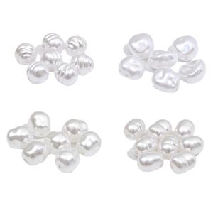 White ABS imitation pearl beads in baroque and ribbed shapes for DIY jewelry making