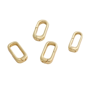 Lot de quatre fermoirs ovales à ressort en or 14K pour la fabrication de bijoux DIY