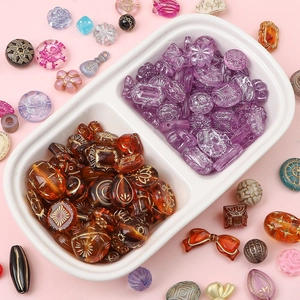 Mixed acrylic Baroque gold-edged beads in amber and purple for DIY jewelry making