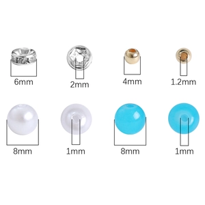 Set di perline fai-da-te con perle blu, bianche e distanziatori a stella da 4-8mm