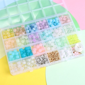 Kit per la Creazione di Gioielli Fai da Te Set di Perle di Vetro Miste Con Scatola a 24 Griglie per la Creazione di Braccialetti Collane Ciondoli in Lega Perle di Strass Kit Artigianale per Donne Bambini