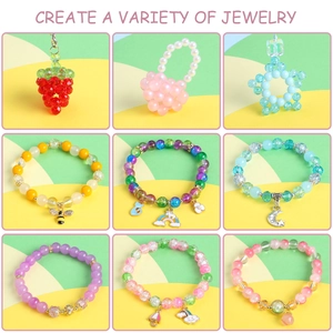 Kit gioielli fai da te con perle di vetro, ciondoli fragola e bracciali unicorno in 9 stili
