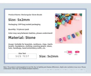 5x2mm colorful rectangular natural stone beads with 0.8mm hole for DIY jewelry making