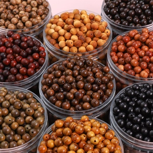 Natural Wooden Round Beads Polished Loose Beads For DIY Jewelry Making Sandalwood Rosewood Ebony Handmade Bracelet Accessory