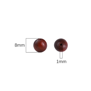 Polished 8mm reddish-brown wooden beads with 1mm hole for DIY jewelry making