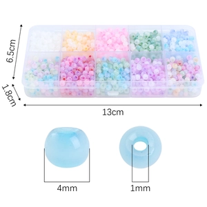 4mm frosted glass bead set in 13cm 10-grid storage box for DIY jewelry making