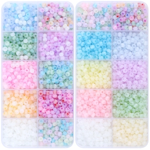 DIY bead set with 20 colors of macaron glass seed beads in two 10-grid storage boxes
