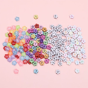 10mm colorful flower-shaped acrylic letter beads for DIY jewelry making and bracelets